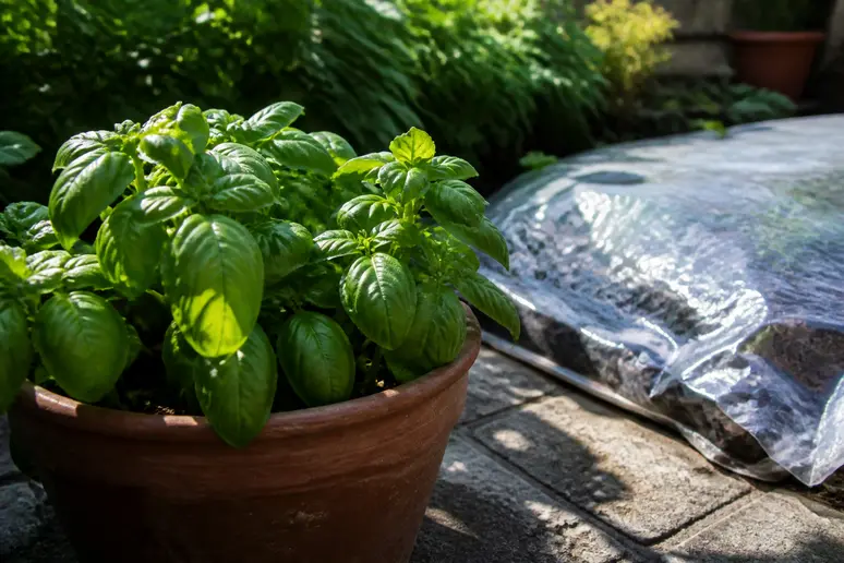 Protection des plantes contre le nettoyage terrasse javel avec une bâche
