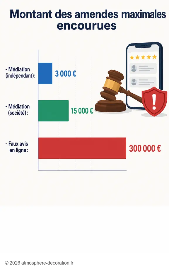 Comparatif des sanctions financières pour faux avis plateforme travaux.