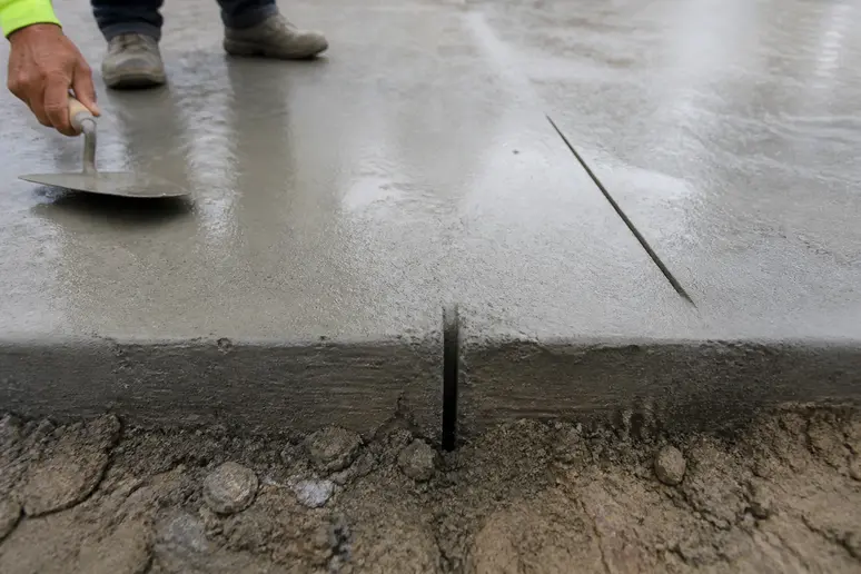 Différence visuelle entre joint de dilatation traversant et joint de retrait sur dalle béton